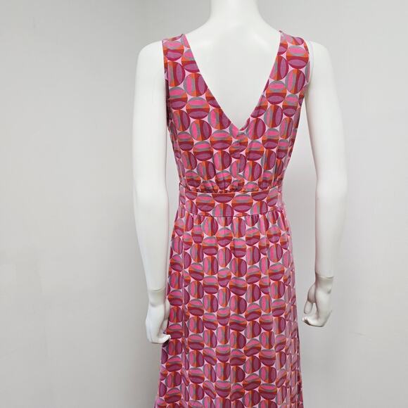 Garnet Hill Maxi Dress Size 6 Sleeveless Crossover Geometric Dots Jersey Womens - Picture 6 of 9